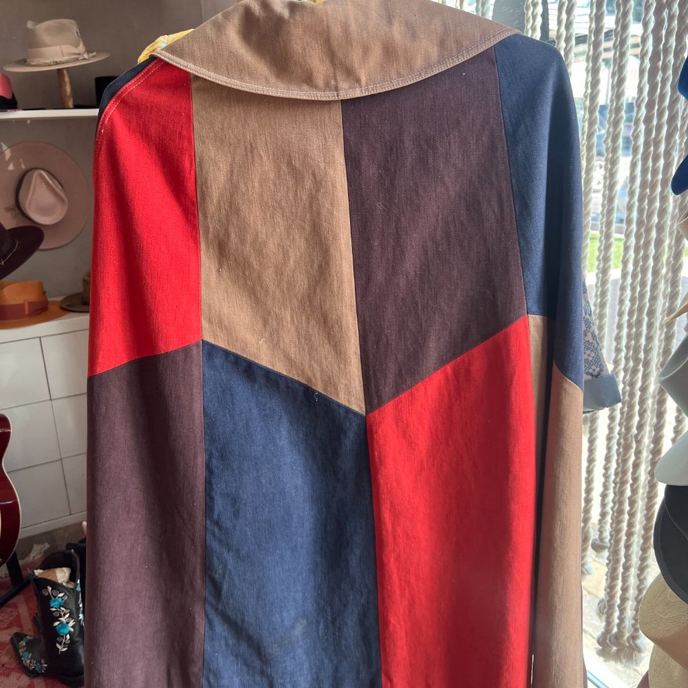 Retro Colorblock Collared Sleeveless Button Front… - image 2